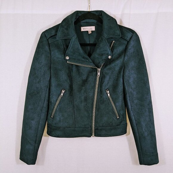 Philosophy NWOT Dark Gray Zip Up Moto Jacket Size XS - Picture 2 of 7